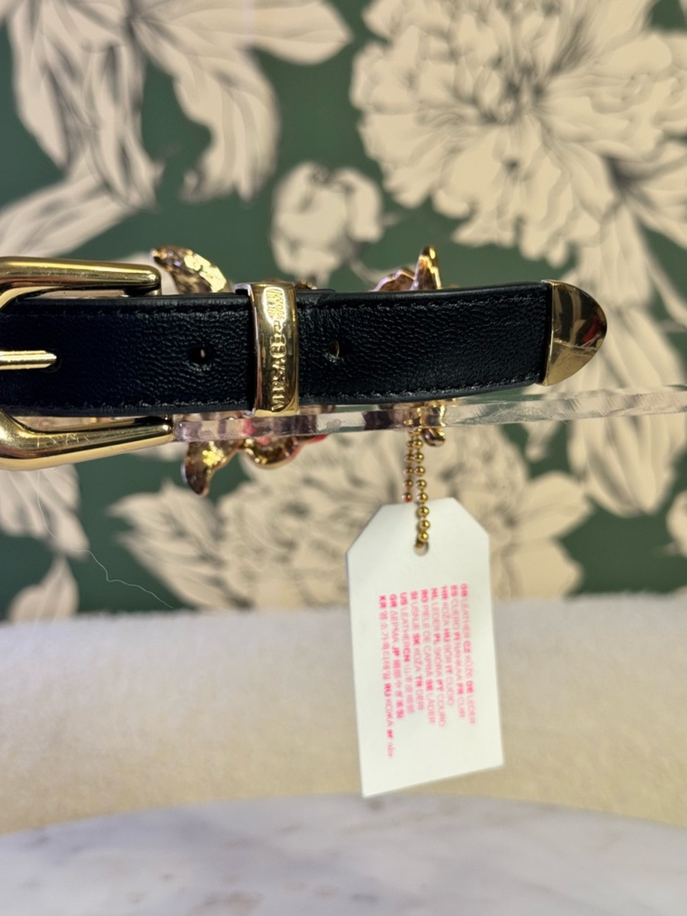 Versace for H&M Black Belt with Gold Floral Statement Buckle - Picture 6 of 12
